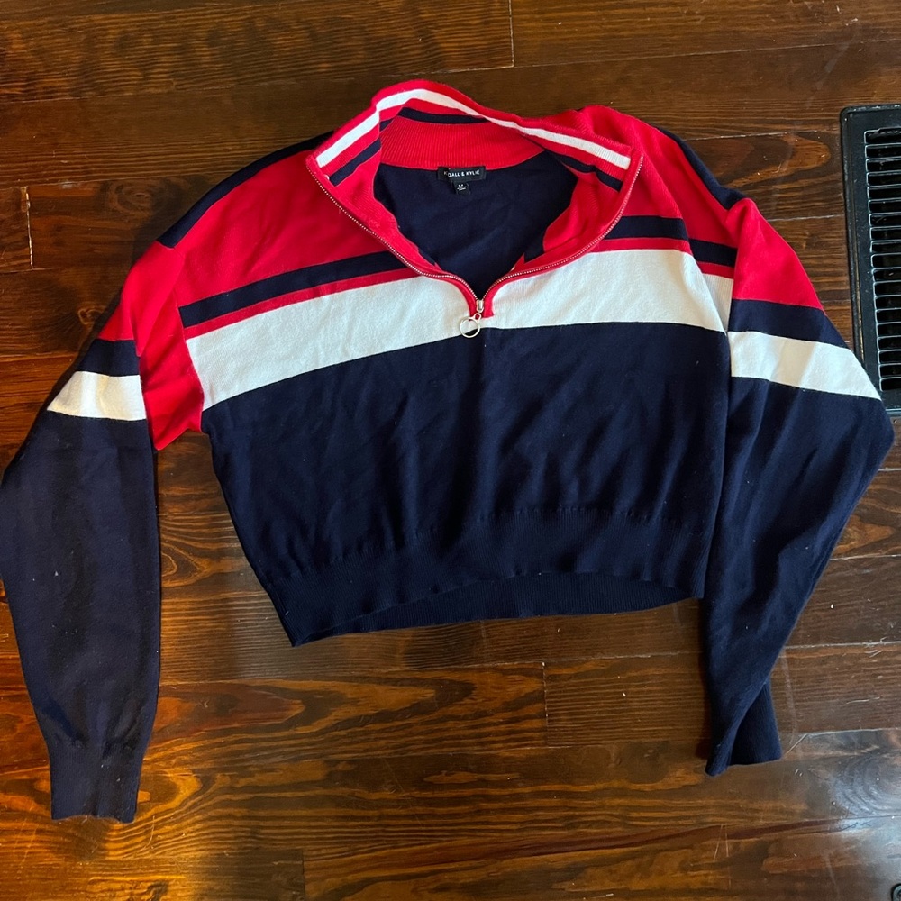 Kendall & Kylie Red and Navy Sweater